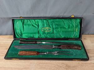 Antique Joseph Rodgers & Sons Antler Carving Set Q
