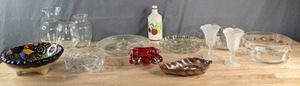 Ceramic and Glass Collection  Serving Bowls, Vases, Talavera Style Bowl, Divided Dishes, Ash Tray, and More   K