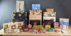 Collection of Various Sizes and Shapes of Decorative Boxes and Tins K