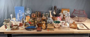 An Assortment of Decorative Items Including an Angel Figurine, Clocks, a Bible and More   K