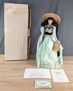 Vintage Franklin Mint Heirloom Vivien Leigh Scarlett OHara in Gone with The Wind Porcelain Doll COA K