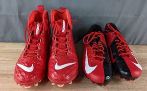 Nike Force Varsity 2 Red Size Mens 11.5 and Nike Mens Red Size 12 Football Cleats K