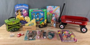Disney Musical Princess Belle, Mickey Mouse Farming Playset, Radio flyer Wagon, Marker Jacks, TY Toys, Domino, Fidget Spinner, Etc. K