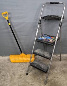 Werner 3-Step Type II Project Ladder and Yellow Snow Shovel K