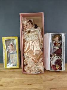 Three Collectible Dolls in Original Boxes by Duck House, Classical Treasures, and Effanbee K