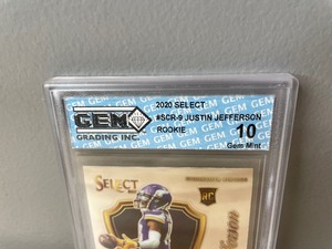 2020 Panini Select GEM Graded 10 Justin Jefferson Rookie Card NFL Minnesota Vikings Football W