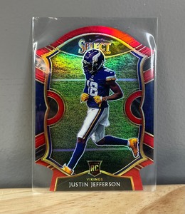 2020 Panini Select Justin Jefferson Concourse Red Prizm Die Cut Rookie Card NFL Minnesota Vikings Football W