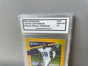 2021 Donruss Press Proof Premium Graded 10 Justin Jefferson Card NFL Minnesota Vikings Football W