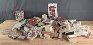 Large Collection of Wooden Rubber Stamps The Alphabet Set, Leaves, Flowers, Hearts, Borderlines and More K