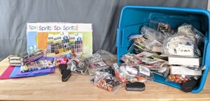 Assortment of Various Buttons, Washi Tape, Stickers, Craft Stencil, Halloween Ribbon, Pom-Poms, Mini Memo Pad & Pen, Sarasa Fine Felt Tip Markers, Needles, Sewing String and More K