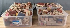 Large Collection of Wooden Rubber Stamps Butterflies, Animals, Leaves, Trees, Candy, Candles, Patterned, The Alphabet, Etc. K