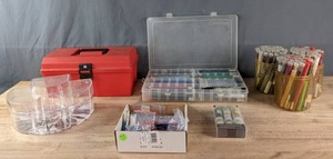 Crafting Assortment of Beads, Glass Beads, Microbead Set, Drilled Lapis Stones, String, Storage Box and More K