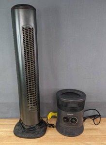 Honeywell Black Heater and Holmes Black Tower Fan K
