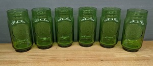Vintage Embossed Set of 6 Green Rolling Rock Beer Mason Jar Glasses K