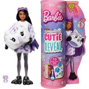 lot 124 image: Barbie Cutie Reveal Snowflake Sparkle Doll - Owl Plush Costume