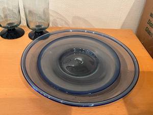 Blue and Clear Glass Dishware Set