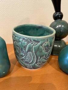 Unique Clay Bud Vases and Engraved Pot