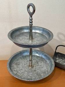 Metal Dessert Tiered Tray and Handled Basket
