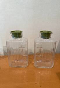 Vintage Glass Jugs with Lids, Pitcher and Mug
