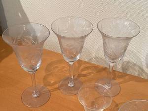 Vintage Etched Glass Drinkware Set