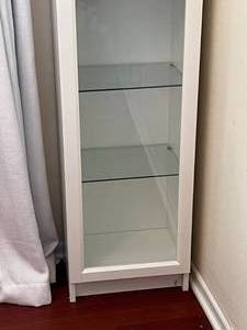 White Cabinet with Glass Door and Shelves