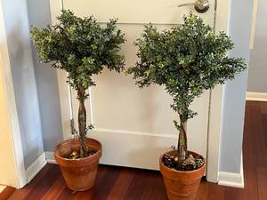 Faux Potted Trees with Decorative Items