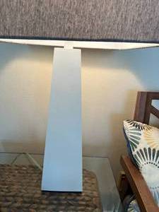 White Art Deco Lamp with Gray Shade Working