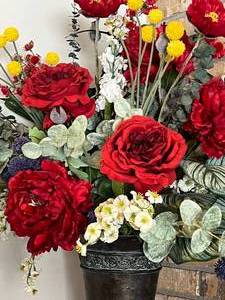 Silk Rose and Other Floral Arrangement in Vase