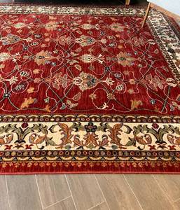 William Morris Red English Manor Rug and Non-Slip Guard
