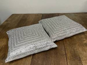 Silver Beaded Throw Pillows