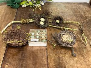 Floral Wreath, Faux Bird Nests & Eggs