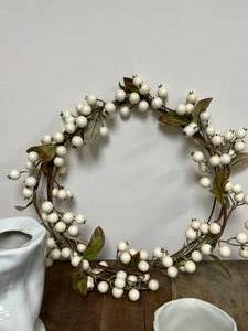 White Ceramic Art Vases and Wreath