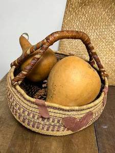 Vintage Baskets with Pinecone and Gourd Decor