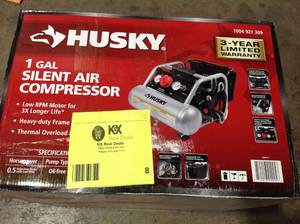 Husky  1 Gal. Portable Electric-Powered Silent Air Compressor Customer return Review all pictures