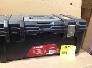 Husky  26 in. Black Plastic Portable Tool Box with Metal Latches Open Box review all pictures