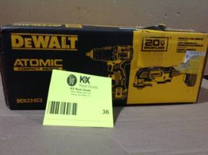 DEWALT  ATOMIC 20V MAX Lithium-Ion Cordless Brushless Combo Kit with (2) 1.5Ah Batteries, Charger, and Bag  Customer returns Review all pictures