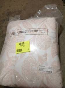 The Company Store  Legends Hotel Stencil Damask Pink Sand Floral Queen Sateen Comforter Customer return Review all pictures