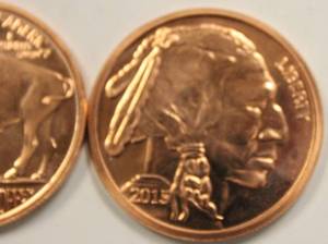 2015 1 AVDP OZ Fine Copper Buffalo Round Coin Lot Of 2 Coins