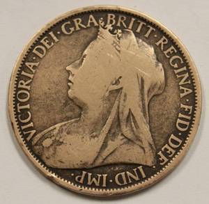 Queen Victoria  1897 UK, One Penny Bronze Coin