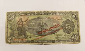 5 Pesos Gobierno Provisional De Mexico 1914