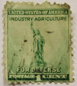 One Cent Liberty Stamp. Industry - Agricultural For Defense Vintage Stamp