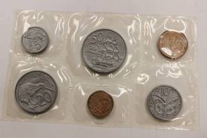 New Zealand Set Of 6 Coins Sealed One, Two, Five, Ten, Twenty & 50 Cents  Vintage