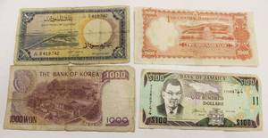 Foreign Currency Lot Of 4 Vintage Paper Money