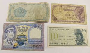 Asian Vintage Currency Lot Of 4