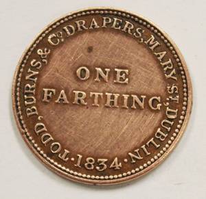 1834 Dublin One Farthing Very Rare Coin