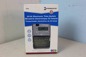 lot 9 image: NEW Intermatic DT Series 2-Circuit 20 Amp 24 Hour Indoor Surface Mount Timer with Battery Backup, Gray MSRP $159.99