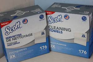 lot 49 image: NEW 2 Boxes of Kimberly Clark 53892 Scott Cleaning Towels (352 Towels)