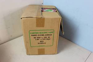 lot 141 image: Case of Carton Sealing Tape RED 36 rolls 1.89 x 328