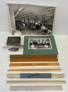 lot 5 image: Group Of Misc. Vintage Items Including Drafting Rulers And More
