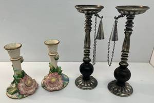 lot 9 image: Group Of Misc. Vintage Candle Holders Including Fritz & Floyd